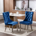 Nikki Collection Modern, High End Tufted Solid Wood Contemporary Velvet Upholstered Dining Chair With Chrome Stainless Steel Plating Legs,Nailhead Trim,Set Of 2,Blue And Chrome, Sw1701Bl Blue Foam Velvet