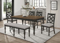 Traditional 1Pc Dining Table Two Tone Finish Gray Brown Finish 18