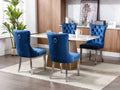 Nikki Collection Modern, High End Tufted Solid Wood Contemporary Velvet Upholstered Dining Chair With Chrome Stainless Steel Plating Legs,Nailhead Trim,Set Of 2,Blue And Chrome, Sw1701Bl Blue Foam Velvet