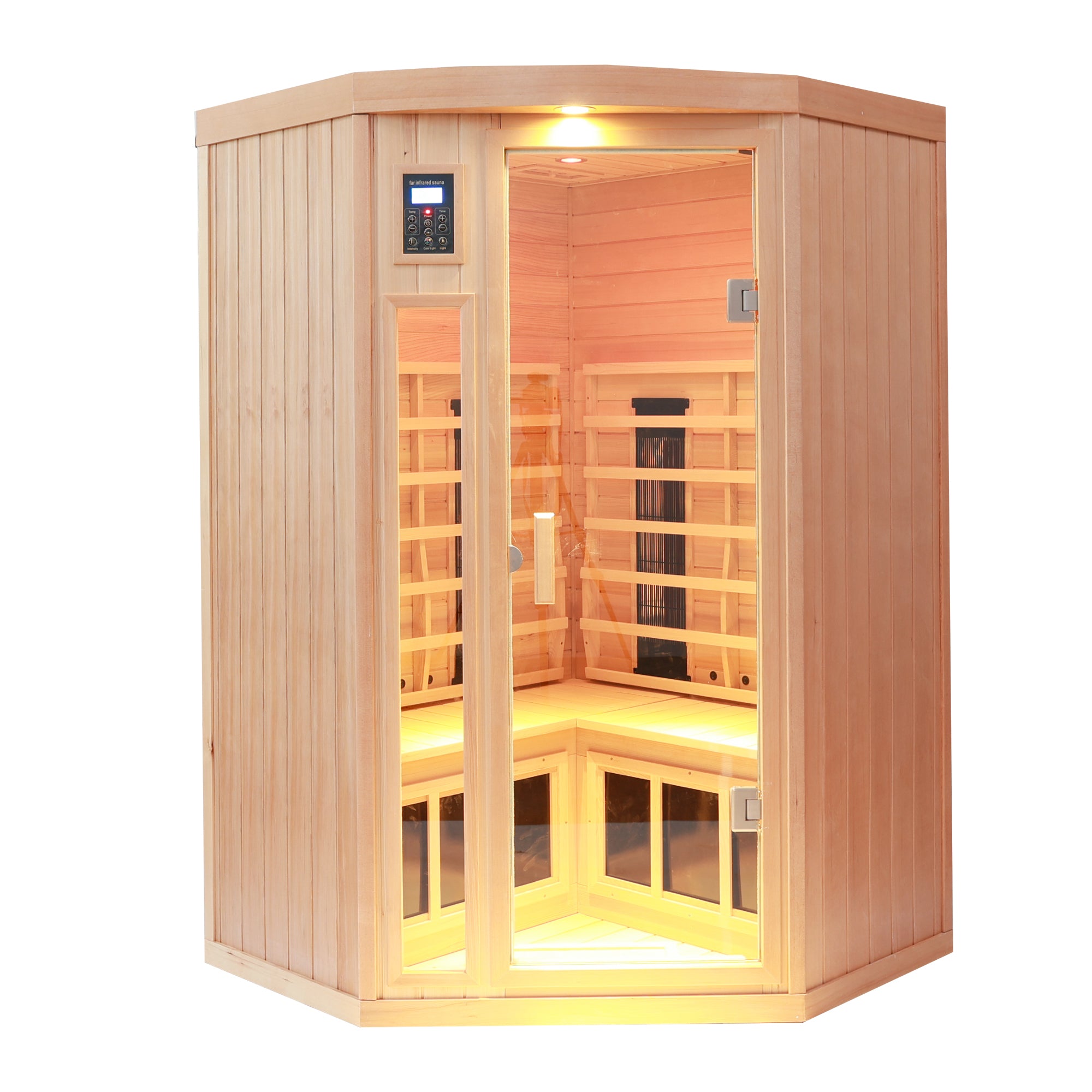 Pentagonal Hemlock Far Infrared Heating Sauna Room Natural Wood Solid Wood