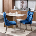 Nikki Collection Modern, High End Tufted Solid Wood Contemporary Velvet Upholstered Dining Chair With Chrome Stainless Steel Plating Legs,Nailhead Trim,Set Of 2,Blue And Chrome, Sw1701Bl Blue Foam Velvet