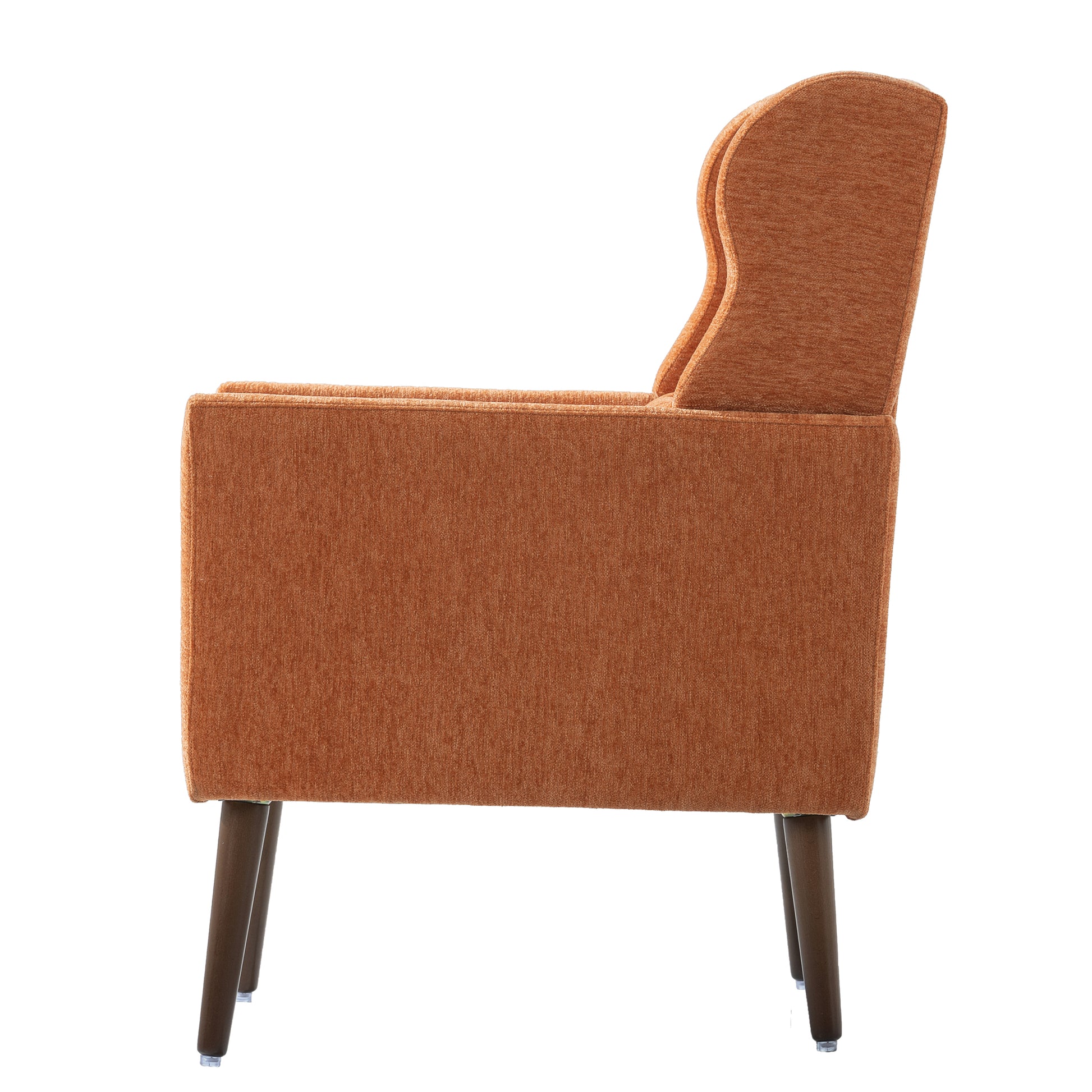 Modern Accent Chair,Chenille Arm Chairs For Living Room,Upholstered Mordern Armchair,Comfy Soft Padded Lounge Chair In Small Space, Bedroom, W Pillow, Solid Wood Leg Orange Orange Light Brown Primary Living Space Modern Rubberwood Foam Chenille