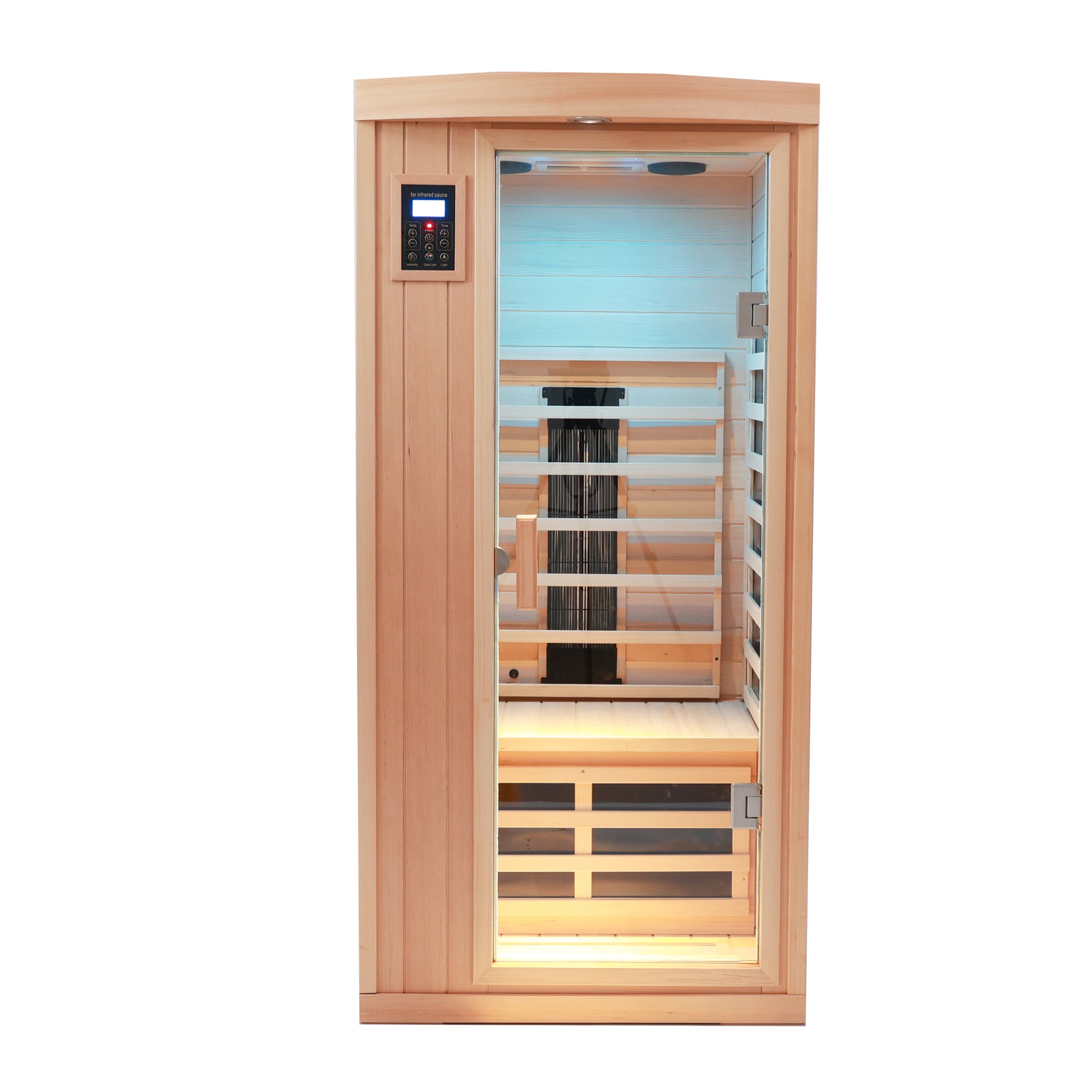 One Person Hemlock Sauna Room Far Infrared Plus Ceramic Tube Heating Indoor Sauna Room For One Person Natural Wood Solid Wood