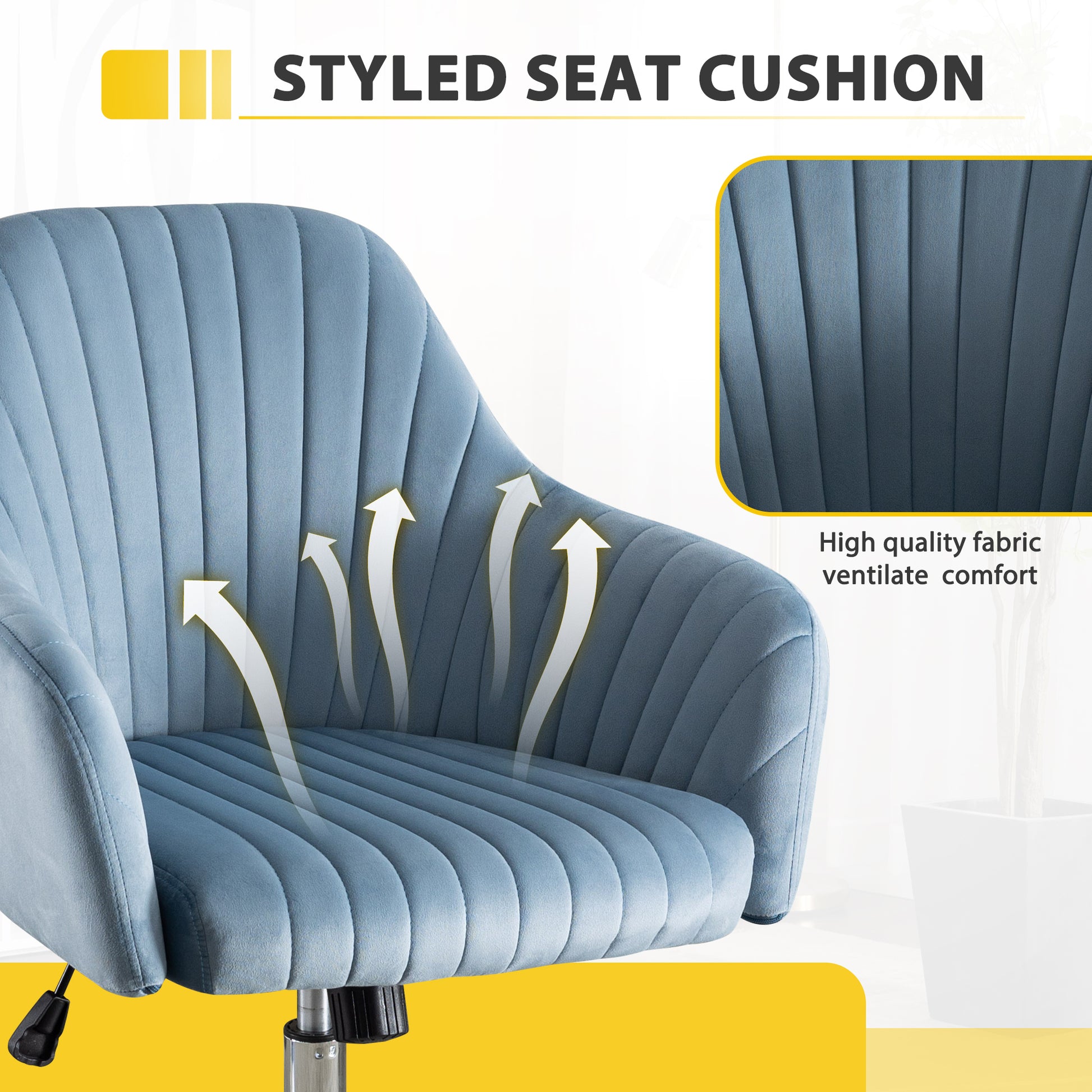 Accent Chair Modern Home Office Leisure Chair With Adjustable Velvet Height And Adjustable Casters Lightblue Light Blue Cotton Velvet