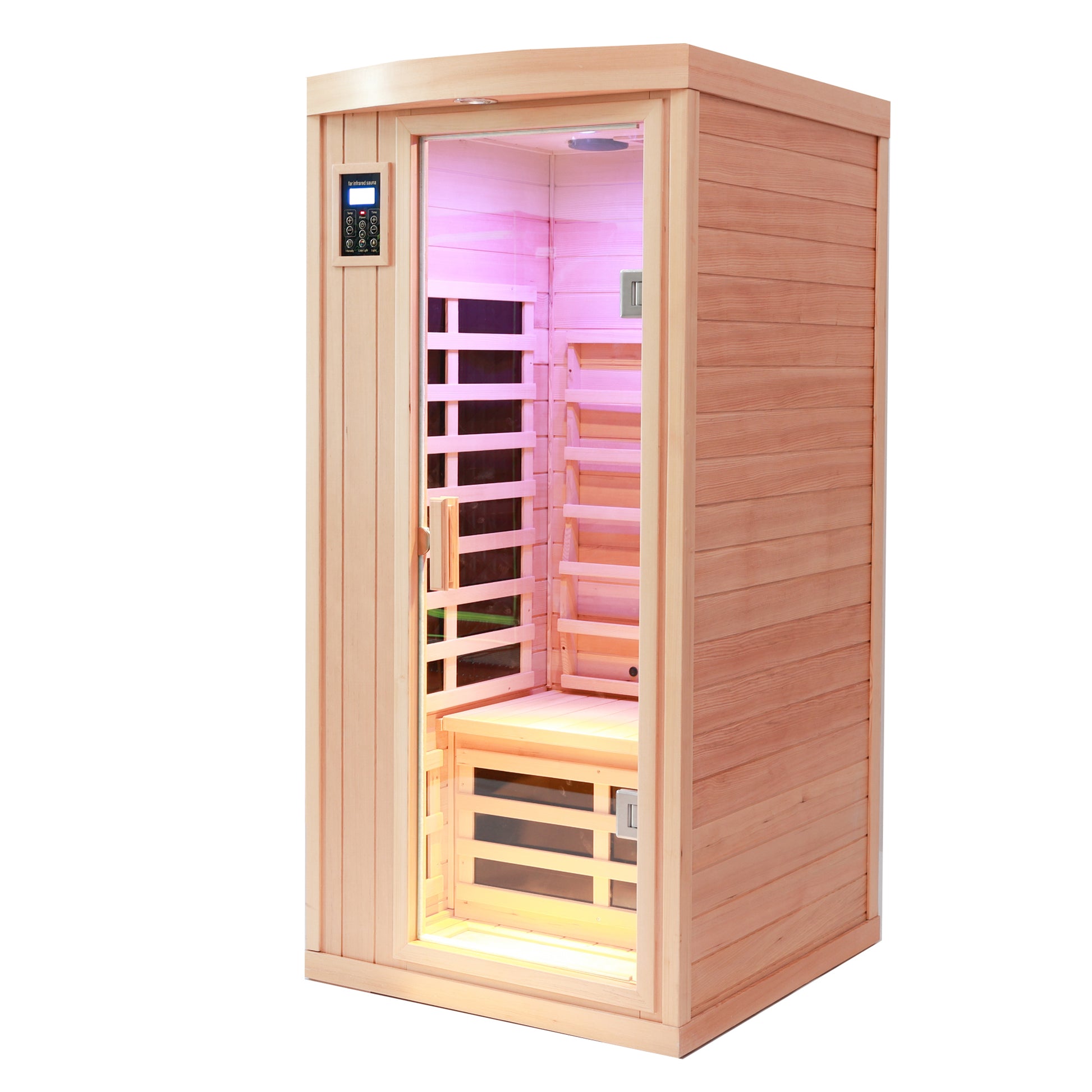 One Person Hemlock Sauna Room Far Infrared Plus Ceramic Tube Heating Indoor Sauna Room For One Person Natural Wood Solid Wood