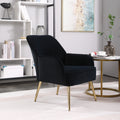 Modern Mid Century Chair Velvet Sherpa Armchair For Living Room Bedroom Office Easy Assemble Navy Black Foam Velvet