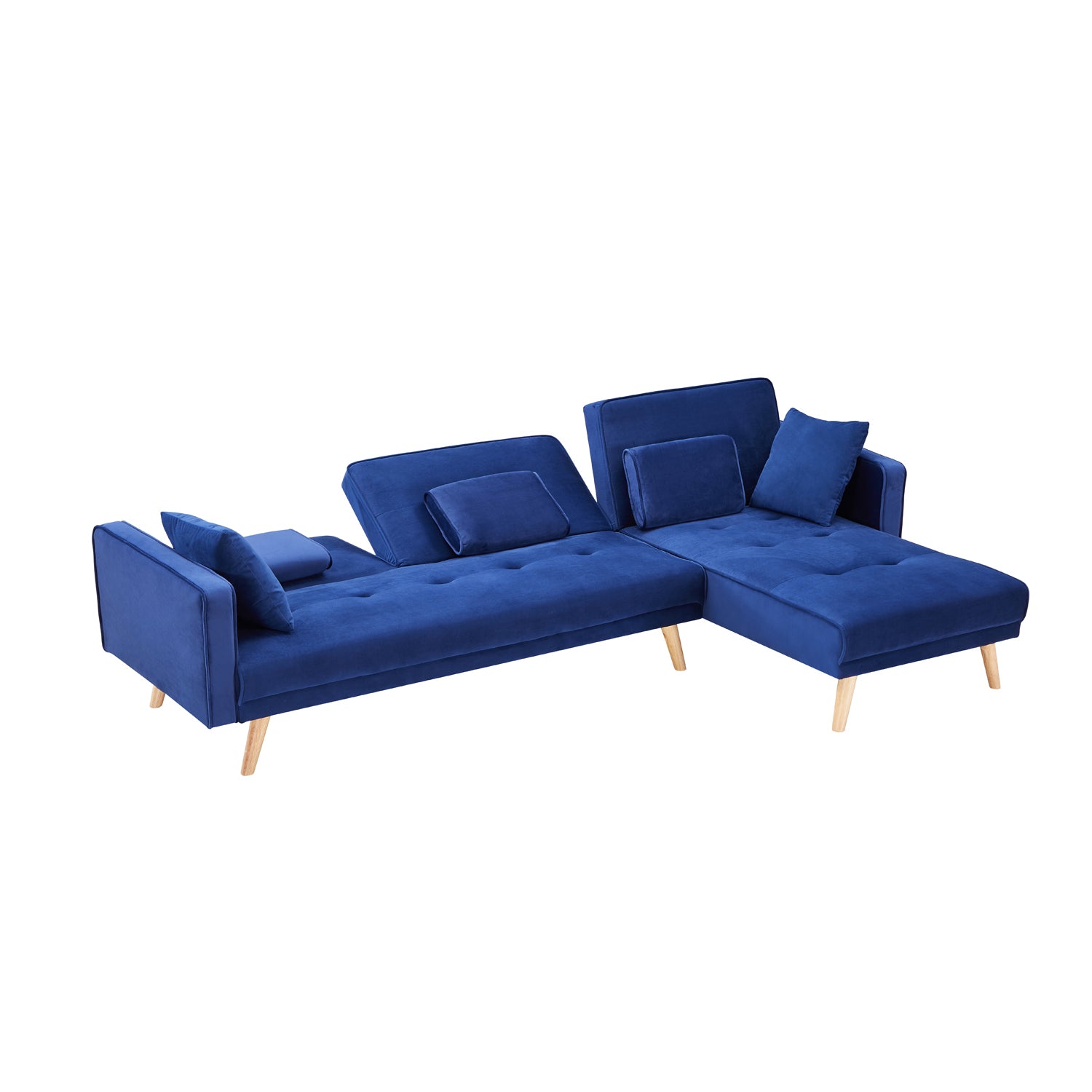 Bule Right Noble Concubine Variable Bed Sofa Living Room Folding Sofa,Right Noble Concubine Blue Foam Velvet 4 Seat