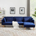 Bule Right Noble Concubine Variable Bed Sofa Living Room Folding Sofa,Right Noble Concubine Blue Foam Velvet 4 Seat