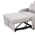 Pull Out Sofa Sleeper 3 In 1 With 2 Wing Table And Usb Charge For Nap Line Fabric For Living Room Recreation Room Grey Gray Foam Linen