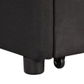 Pull Out Sofa Sleeper 3 In 1 With 2 Wing Table And Usb Charge For Nap Line Fabric For Living Room Recreation Room Black Black Foam Linen