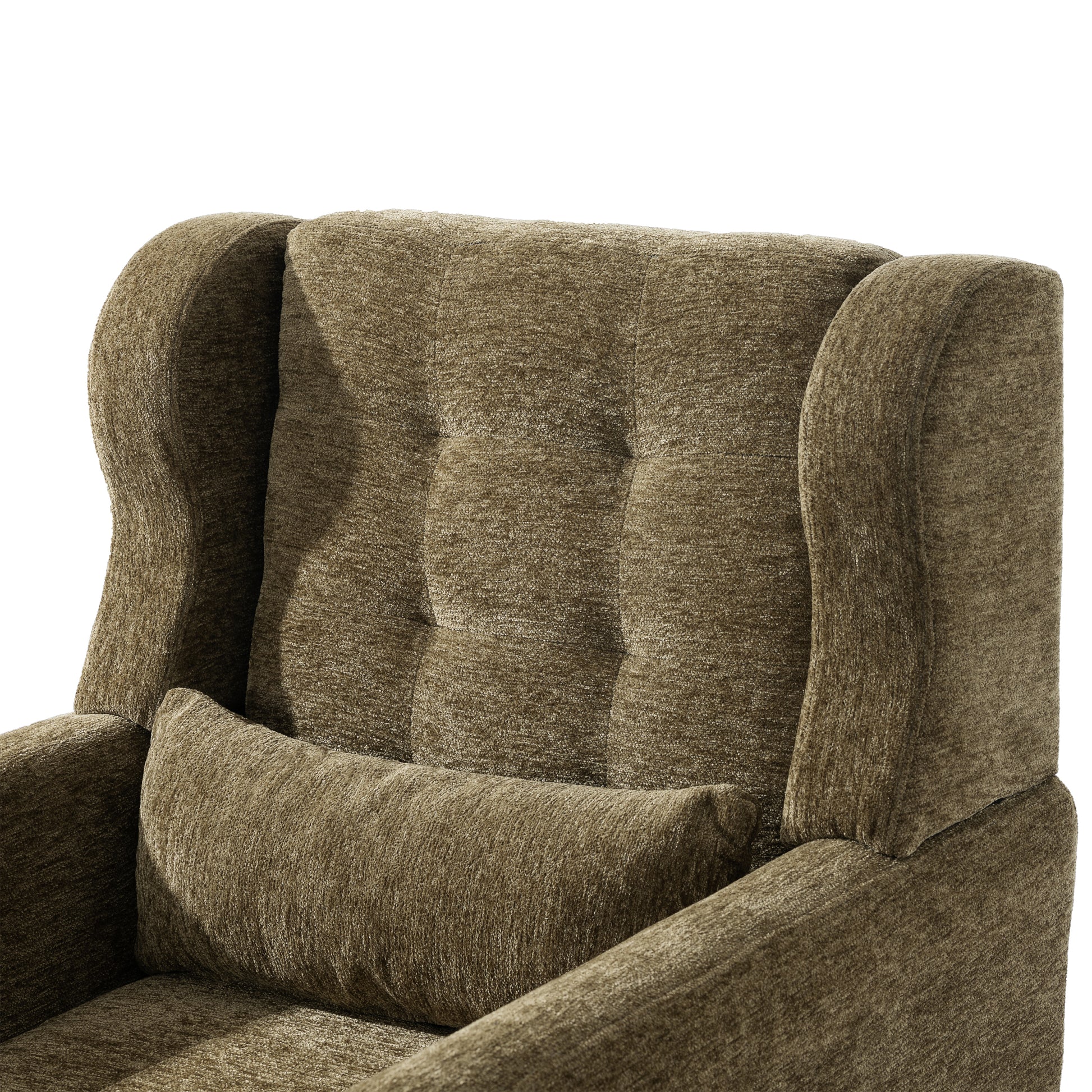 Modern Accent Chair,Chenille Arm Chairs For Living Room,Upholstered Mordern Armchair,Comfy Soft Padded Lounge Chair In Small Space, Bedroom, W Pillow, Solid Wood Leg Olive Green Olive Green Light Brown Primary Living Space Modern Rubberwood Foam Chenille