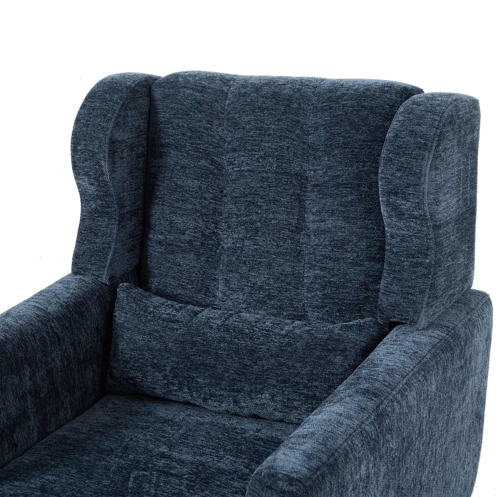 Modern Accent Chair,Chenille Arm Chairs For Living Room,Upholstered Mordern Armchair,Comfy Soft Padded Lounge Chair In Small Space, Bedroom, W Pillow, Solid Wood Leg Dark Blue Dark Blue Light Brown Primary Living Space Modern Rubberwood Foam Chenille