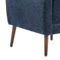 Modern Accent Chair,Chenille Arm Chairs For Living Room,Upholstered Mordern Armchair,Comfy Soft Padded Lounge Chair In Small Space, Bedroom, W Pillow, Solid Wood Leg Dark Blue Dark Blue Light Brown Primary Living Space Modern Rubberwood Foam Chenille