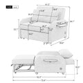 Pull Out Sofa Sleeper 3 In 1 With 2 Wing Table And Usb Charge For Nap Line Fabric For Living Room Recreation Room Black Black Foam Linen