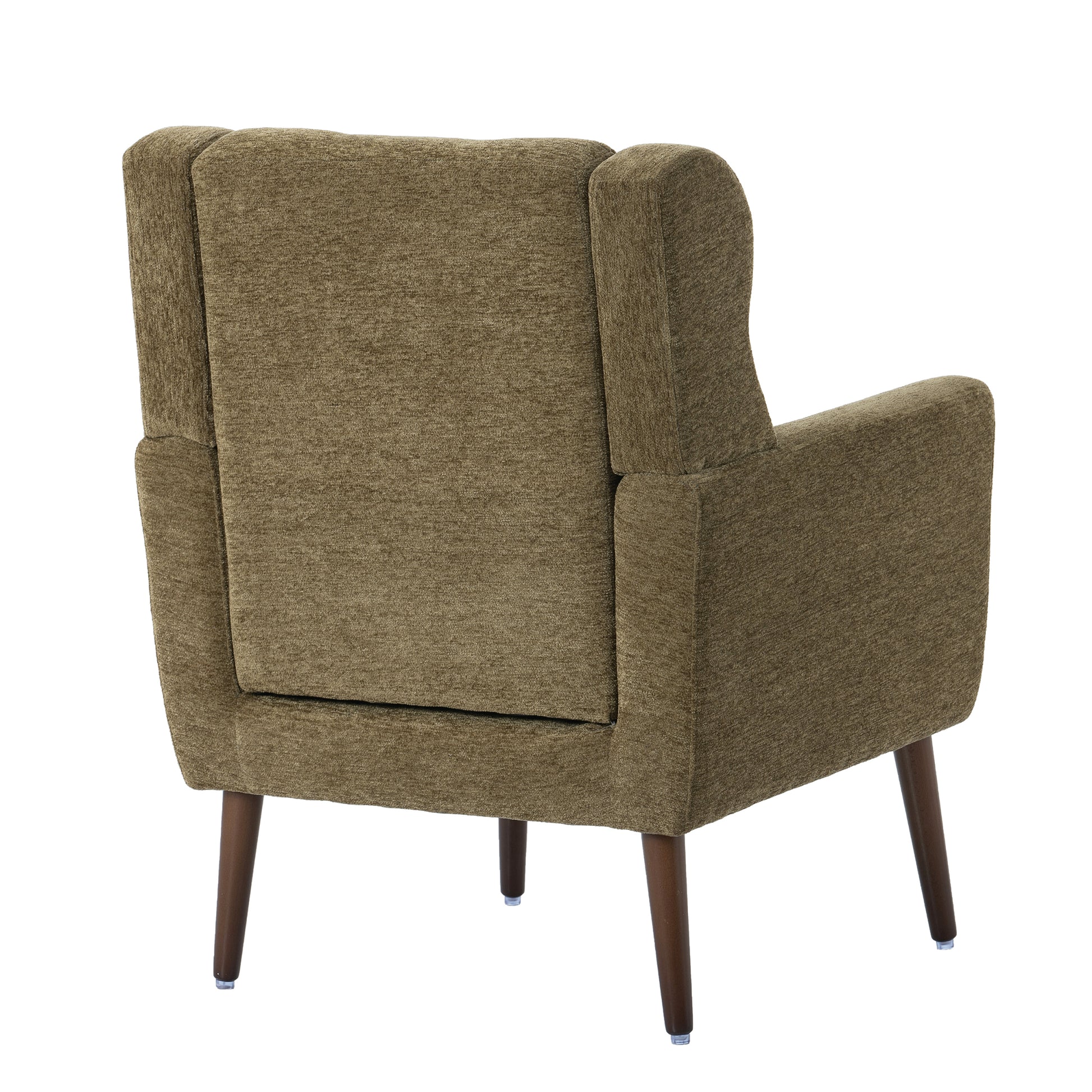 Modern Accent Chair,Chenille Arm Chairs For Living Room,Upholstered Mordern Armchair,Comfy Soft Padded Lounge Chair In Small Space, Bedroom, W Pillow, Solid Wood Leg Olive Green Olive Green Light Brown Primary Living Space Modern Rubberwood Foam Chenille