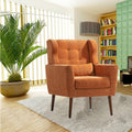 Modern Accent Chair,Chenille Arm Chairs For Living Room,Upholstered Mordern Armchair,Comfy Soft Padded Lounge Chair In Small Space, Bedroom, W Pillow, Solid Wood Leg Orange Orange Light Brown Primary Living Space Modern Rubberwood Foam Chenille