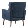 Modern Accent Chair,Chenille Arm Chairs For Living Room,Upholstered Mordern Armchair,Comfy Soft Padded Lounge Chair In Small Space, Bedroom, W Pillow, Solid Wood Leg Dark Blue Dark Blue Light Brown Primary Living Space Modern Rubberwood Foam Chenille