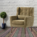 Modern Accent Chair,Chenille Arm Chairs For Living Room,Upholstered Mordern Armchair,Comfy Soft Padded Lounge Chair In Small Space, Bedroom, W Pillow, Solid Wood Leg Olive Green Olive Green Light Brown Primary Living Space Modern Rubberwood Foam Chenille