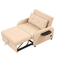 Pull Out Sofa Sleeper 3 In 1 With 2 Wing Table And Usb Charge For Nap Line Fabric For Living Room Recreation Room Beige Beige Foam Linen