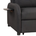 Pull Out Sofa Sleeper 3 In 1 With 2 Wing Table And Usb Charge For Nap Line Fabric For Living Room Recreation Room Black Black Foam Linen