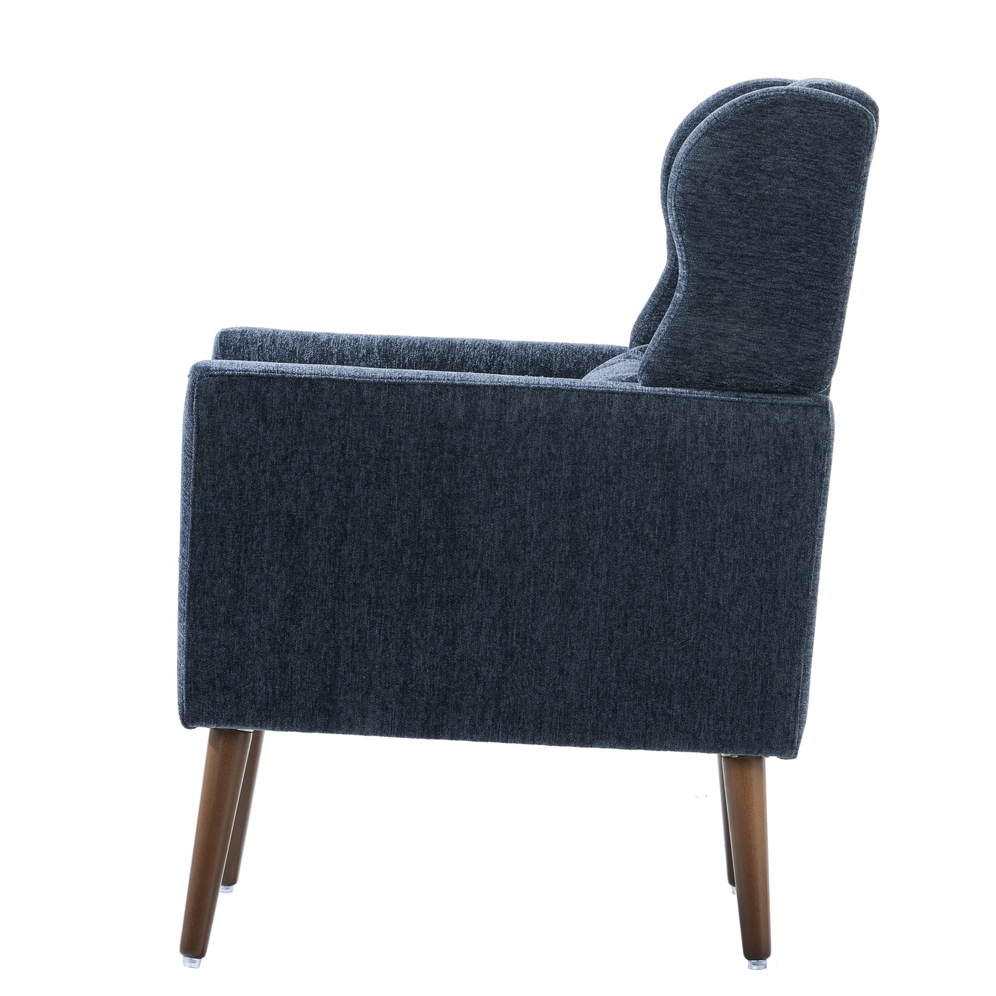 Modern Accent Chair,Chenille Arm Chairs For Living Room,Upholstered Mordern Armchair,Comfy Soft Padded Lounge Chair In Small Space, Bedroom, W Pillow, Solid Wood Leg Dark Blue Dark Blue Light Brown Primary Living Space Modern Rubberwood Foam Chenille