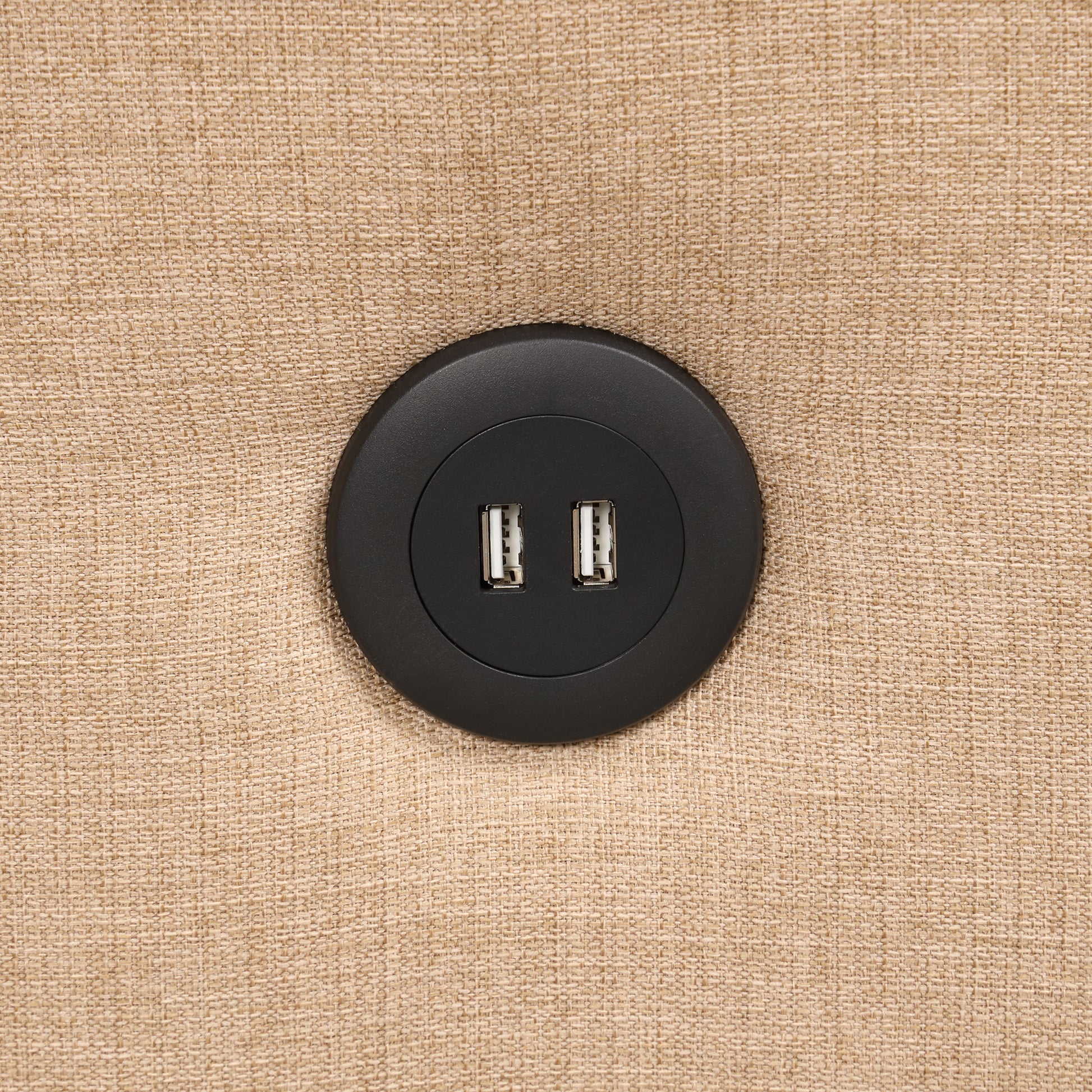 Pull Out Sofa Sleeper 3 In 1 With 2 Wing Table And Usb Charge For Nap Line Fabric For Living Room Recreation Room Beige Beige Foam Linen