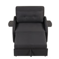 Pull Out Sofa Sleeper 3 In 1 With 2 Wing Table And Usb Charge For Nap Line Fabric For Living Room Recreation Room Black Black Foam Linen