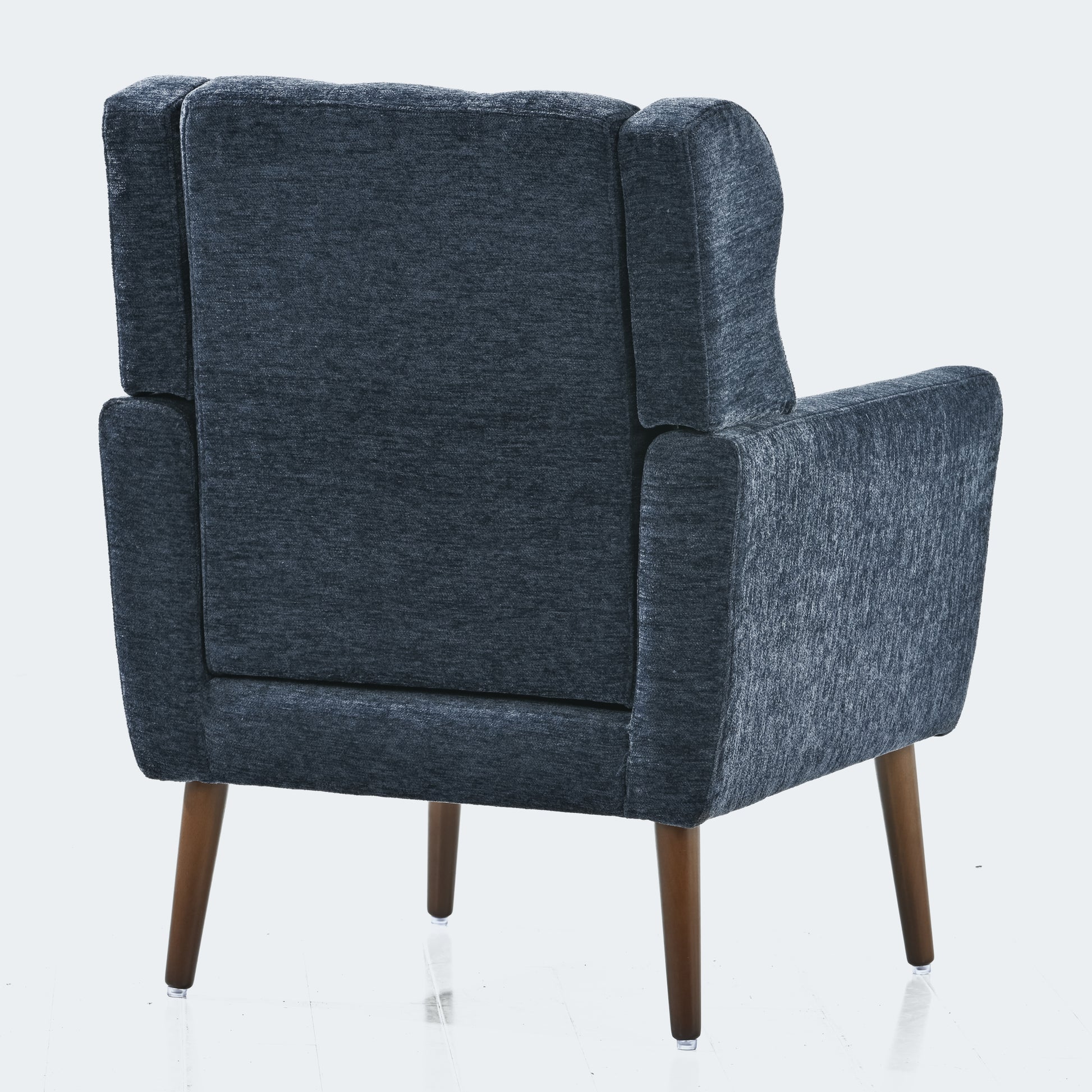 Modern Accent Chair,Chenille Arm Chairs For Living Room,Upholstered Mordern Armchair,Comfy Soft Padded Lounge Chair In Small Space, Bedroom, W Pillow, Solid Wood Leg Dark Blue Dark Blue Light Brown Primary Living Space Modern Rubberwood Foam Chenille