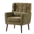 Modern Accent Chair,Chenille Arm Chairs For Living Room,Upholstered Mordern Armchair,Comfy Soft Padded Lounge Chair In Small Space, Bedroom, W Pillow, Solid Wood Leg Olive Green Olive Green Light Brown Primary Living Space Modern Rubberwood Foam Chenille