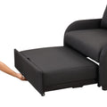 Pull Out Sofa Sleeper 3 In 1 With 2 Wing Table And Usb Charge For Nap Line Fabric For Living Room Recreation Room Black Black Foam Linen