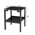 Black Tempered Glass End Table With 2 Layer, Small Side Table For Living Room Black Square Glass