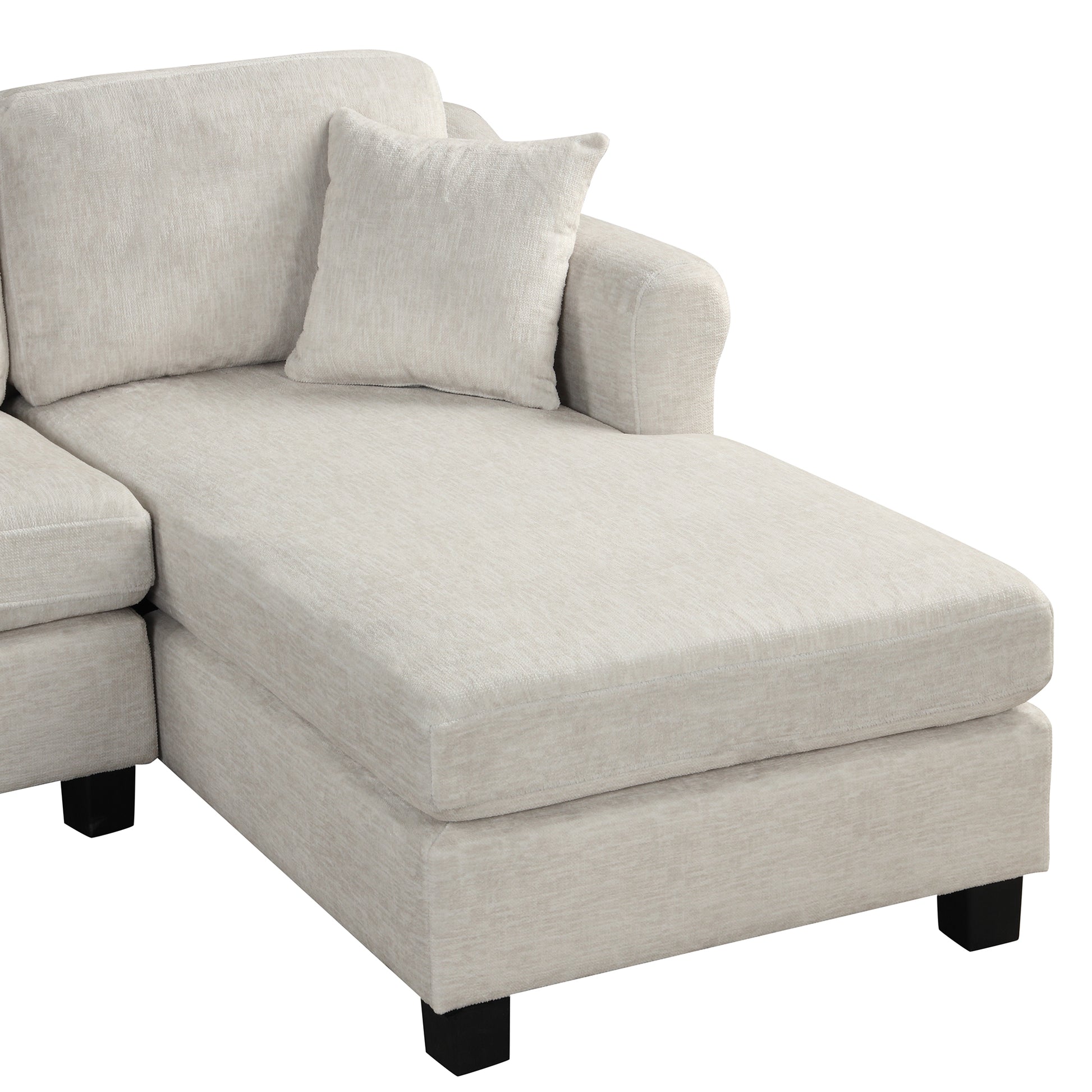 122.1" *91.3" 4Pcs Sectional Sofa With Ottoman With Right Side Chaise Velvet Fabric White White Foam Velvet 6 Seat