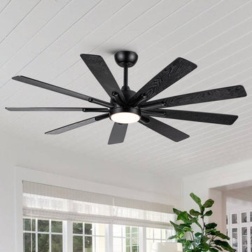 Mordern Farmhouse 62 In Black Ceiling Fan With Smart App And Remote Control Black Plywood