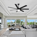 72 In Farmhouse Ceiling Fan With Plywood Blades For Dining Room Black Brown Metal & Wood