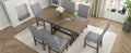 Mid Century Solid Wood 7 Piece Dining Table Set Extendable Kitchen Table Set With Upholstered Chairs And 12