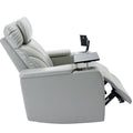 Power Motion Recliner With Usb Charging Port And Hidden Arm Storage, Home Theater Seating With Convenient Cup Holder Design ,And Stereo Light Grey Light Grey Foam Pu