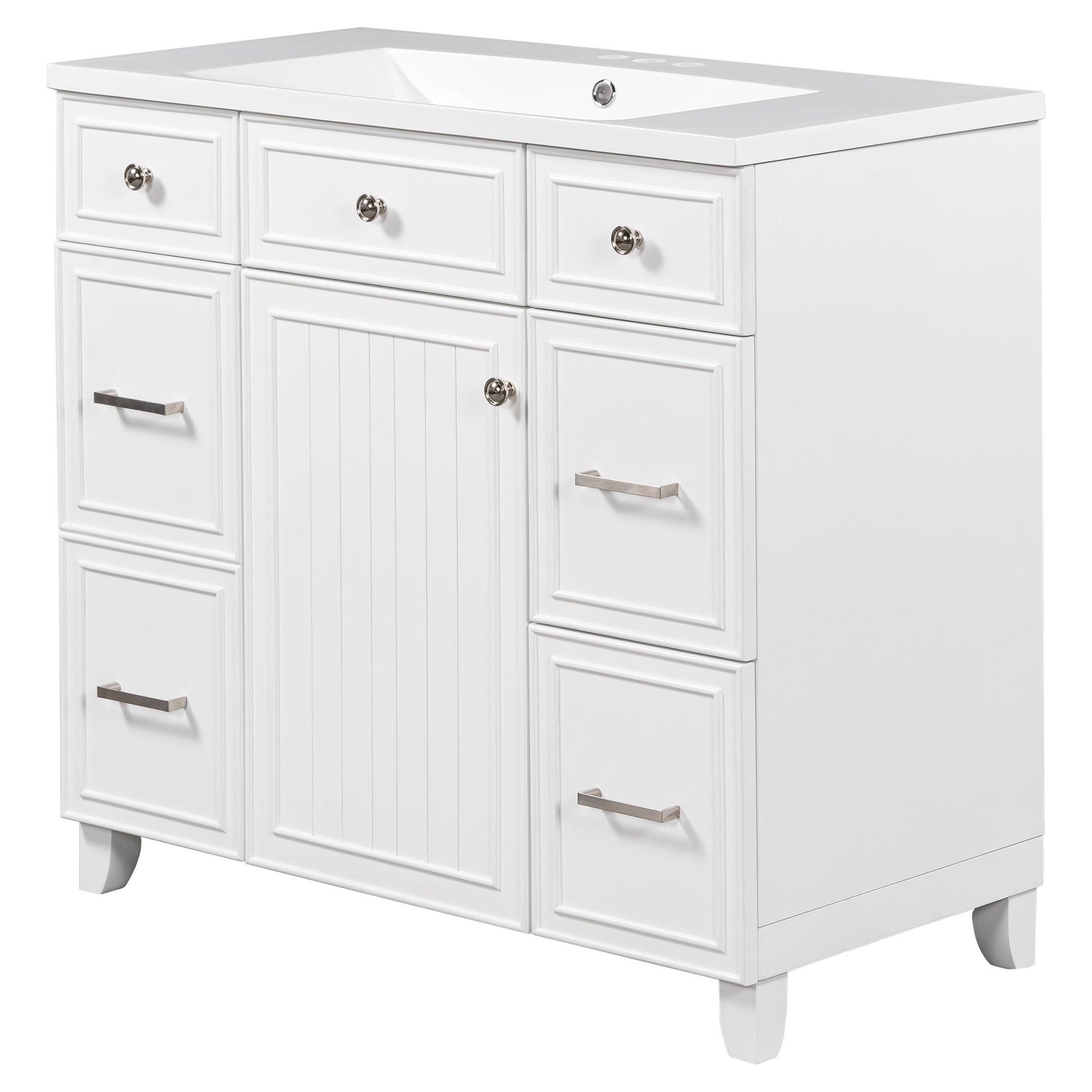 36" Bathroom Vanity Cabinet With Sink Top Combo Set,White,Single Sink,Shaker Cabinet With Soft Closing Door And Drawer White Solid Wood Mdf Resin