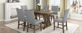 Mid Century Solid Wood 7 Piece Dining Table Set Extendable Kitchen Table Set With Upholstered Chairs And 12