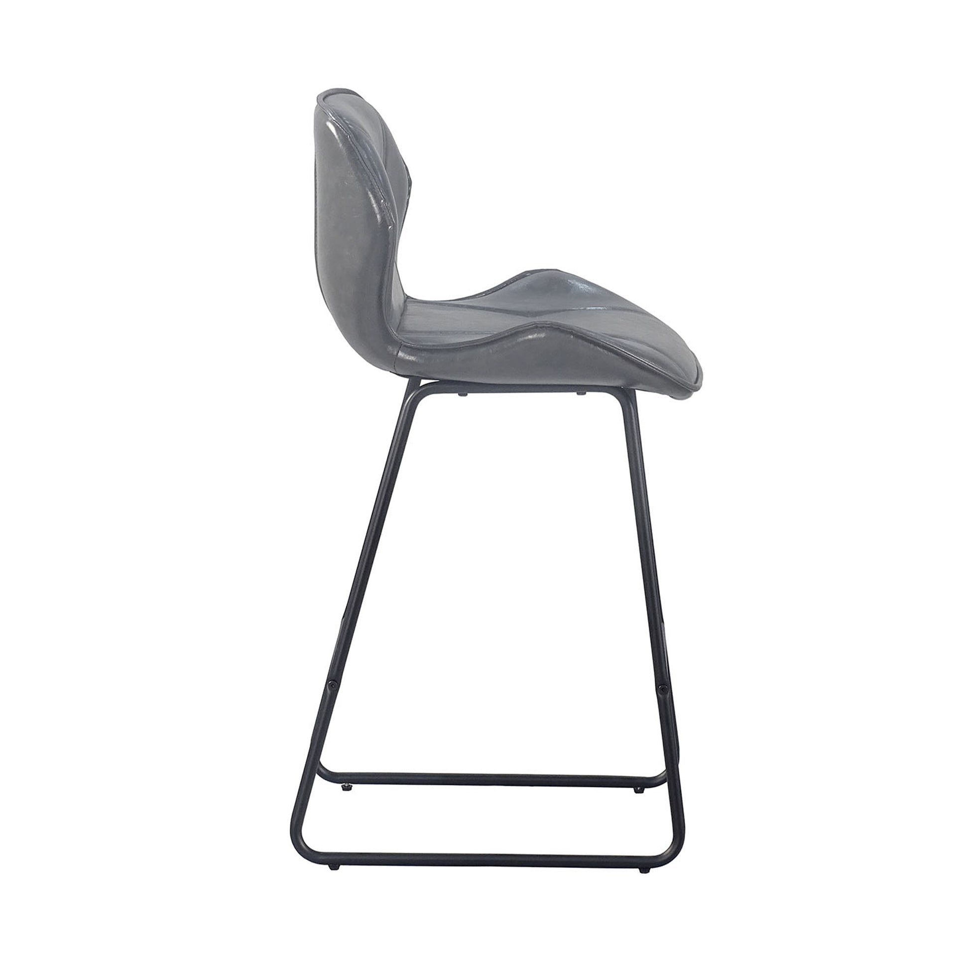 Set Of 2, Leather Bar Chair With High Density Sponge, Pu Chair Counter Height Pub Kitchen Stools For Dining Room,Homes,Bars, Kitchens,Gray Gray Pu