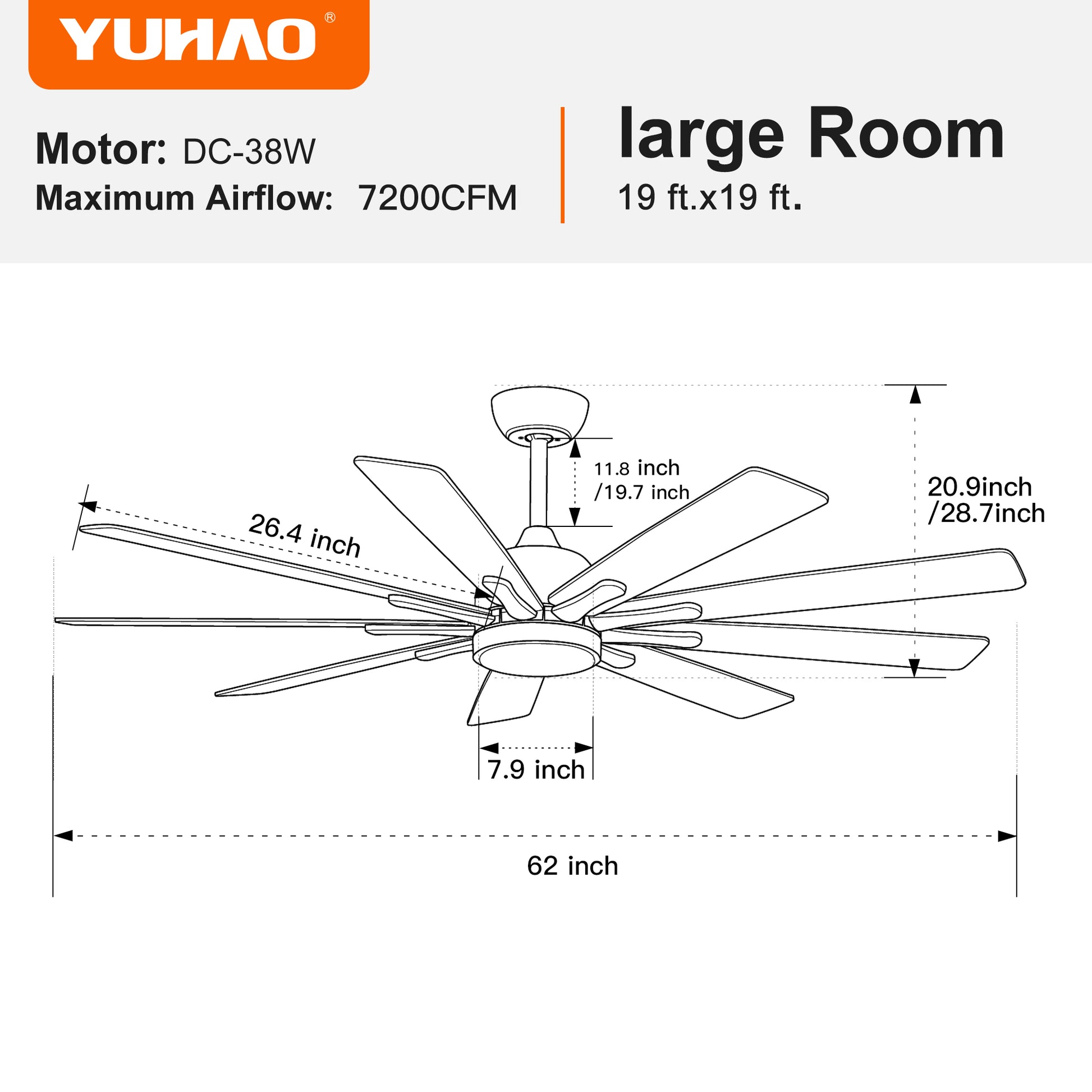 Mordern Farmhouse 62 In Black Ceiling Fan With Smart App And Remote Control Black Plywood