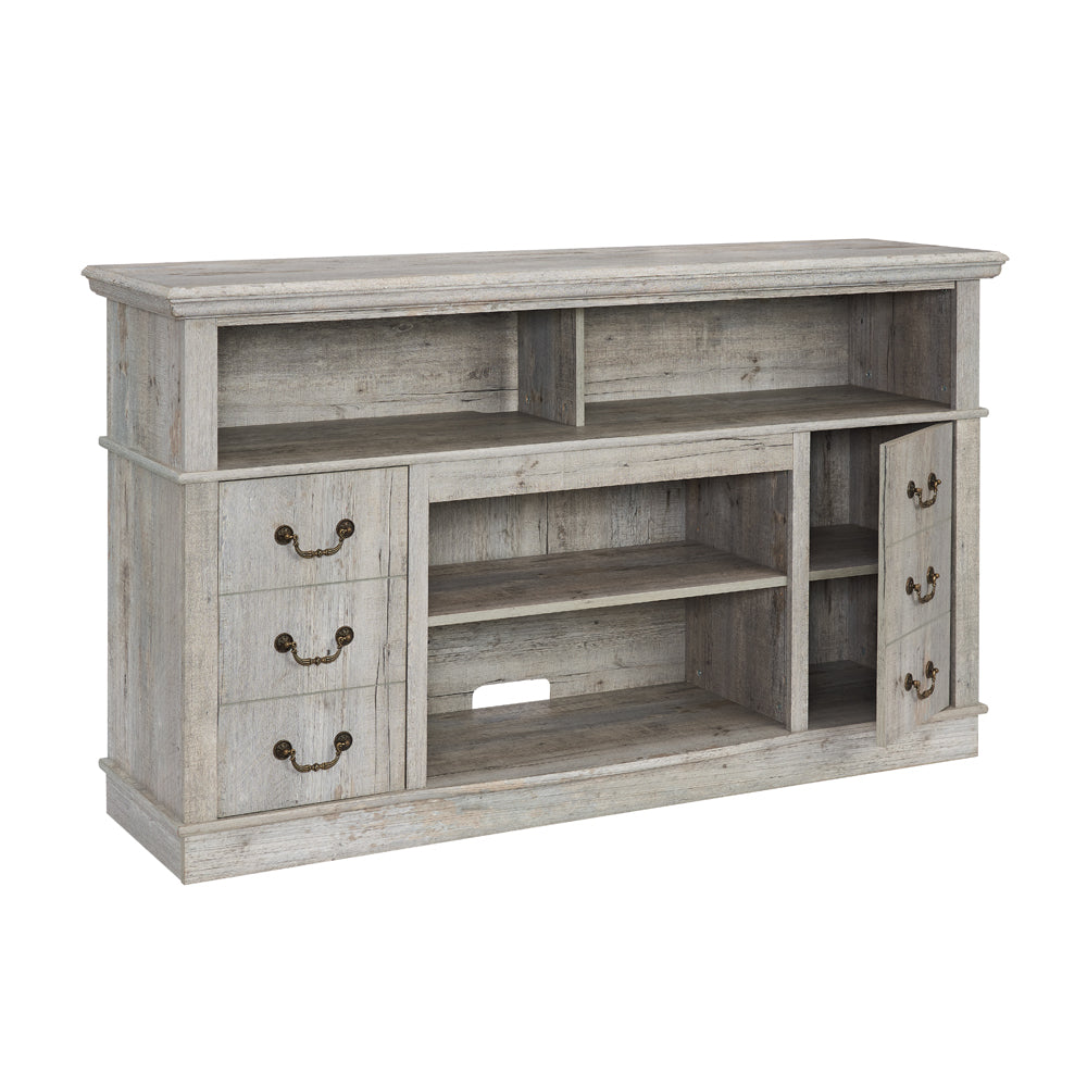 Traditional Tv Media Stand Farmhouse Rustic Entertainment Console For Tv Up To 65" With Open And Closed Storage Space, Light Gray, 60"W*15.75"D*34.25"H Light Gray Primary Living Space 60 69 Inches 60 69 Inches Farmhouse 65 Inches Mdf