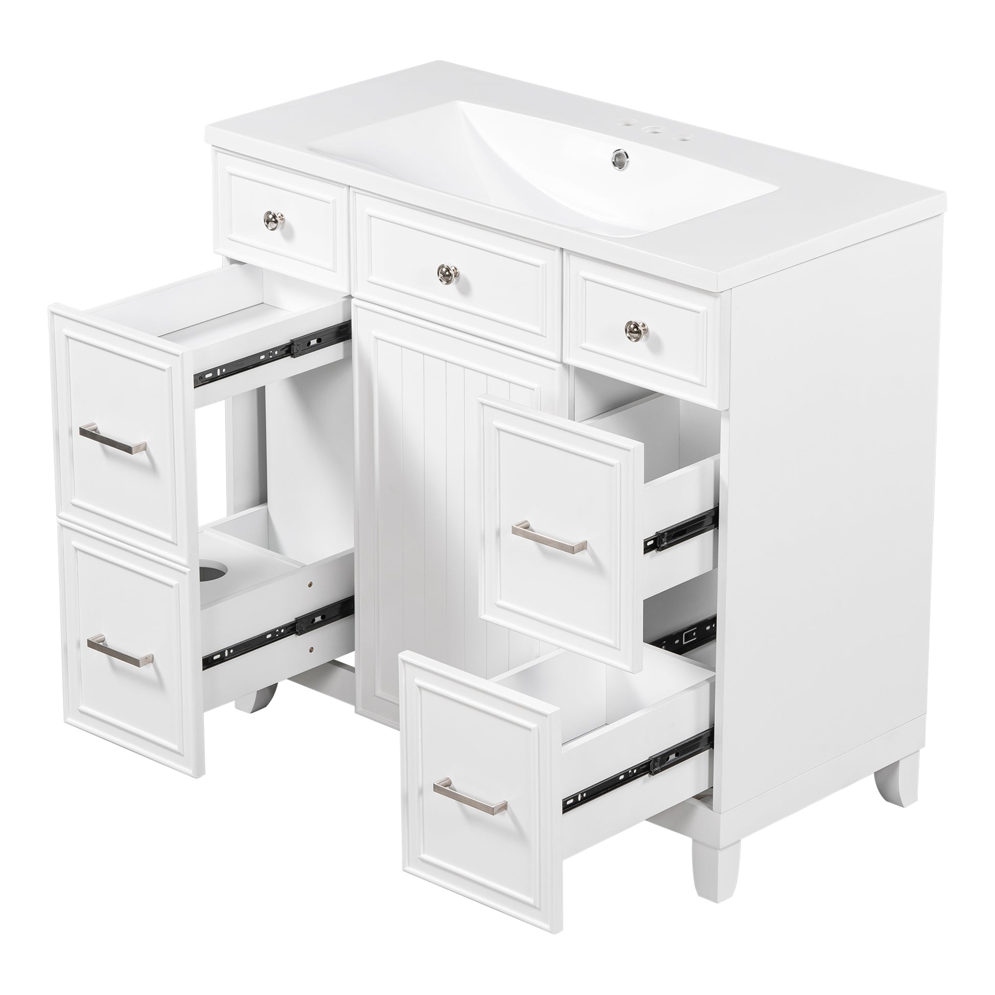 36" Bathroom Vanity Cabinet With Sink Top Combo Set,White,Single Sink,Shaker Cabinet With Soft Closing Door And Drawer White Solid Wood Mdf Resin