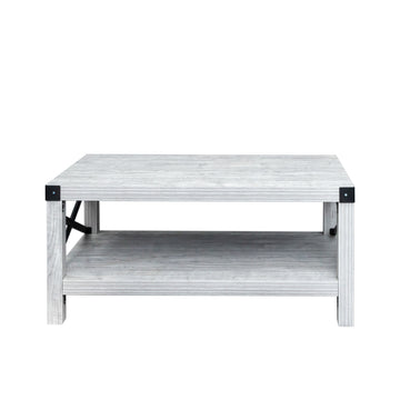 Coffee Table Plaid Grey Oak Mdf Steel