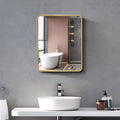 24X30 Inch Gold Metal Framed Wall Mount Or Recessed Bathroom Medicine Cabinet With Mirror Gold Matte Black 1 2 24 To 35 In 24 To 31 In Removable Shelf Bathroom Classic Less Than 5 Inches Aluminium Powder Coated