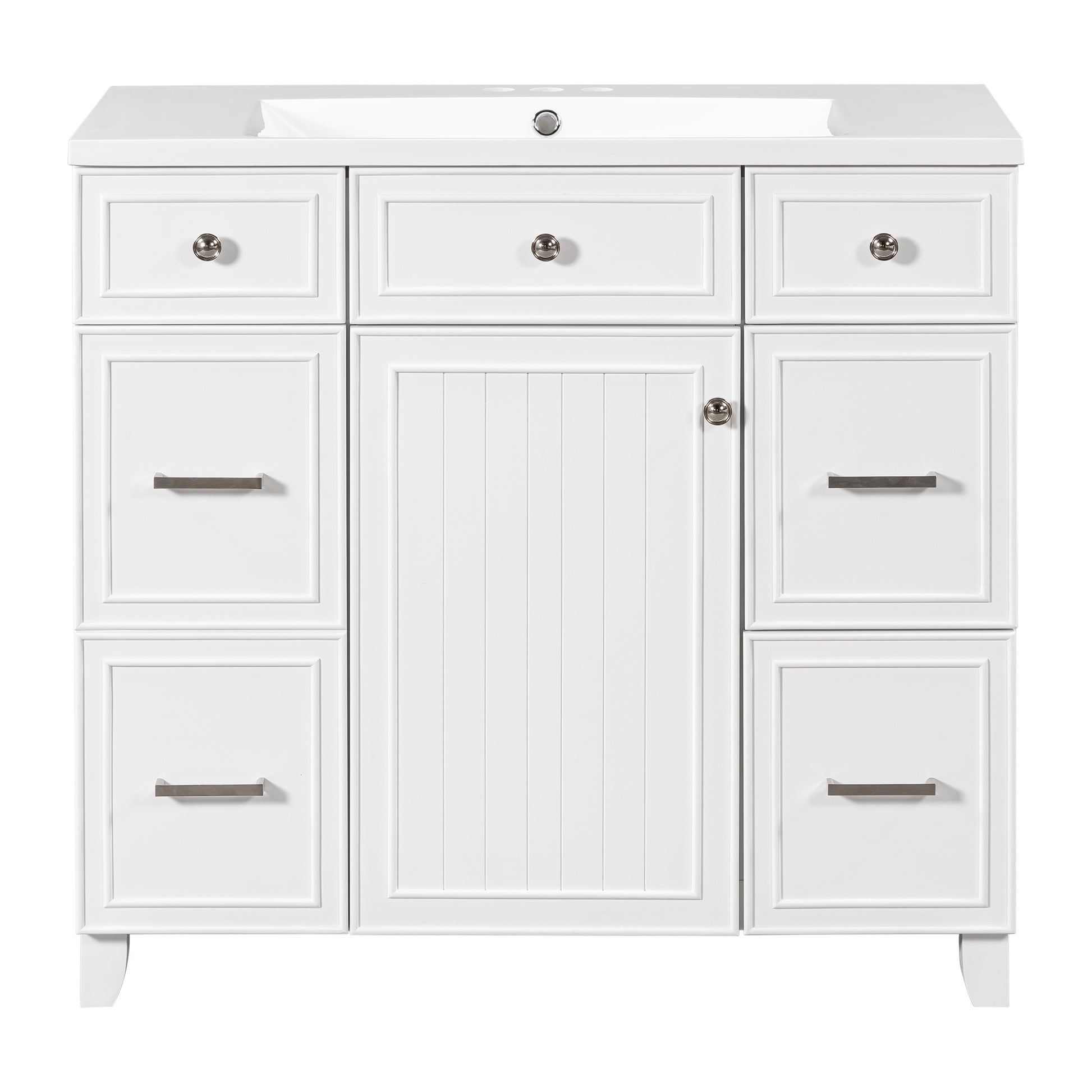 36" Bathroom Vanity Cabinet With Sink Top Combo Set,White,Single Sink,Shaker Cabinet With Soft Closing Door And Drawer White Solid Wood Mdf Resin