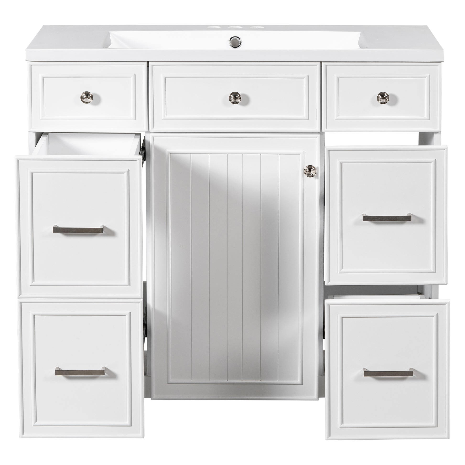 36" Bathroom Vanity Cabinet With Sink Top Combo Set,White,Single Sink,Shaker Cabinet With Soft Closing Door And Drawer White Solid Wood Mdf Resin