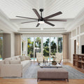 72 In Farmhouse Ceiling Fan With Plywood Blades For Dining Room Black Brown Metal & Wood