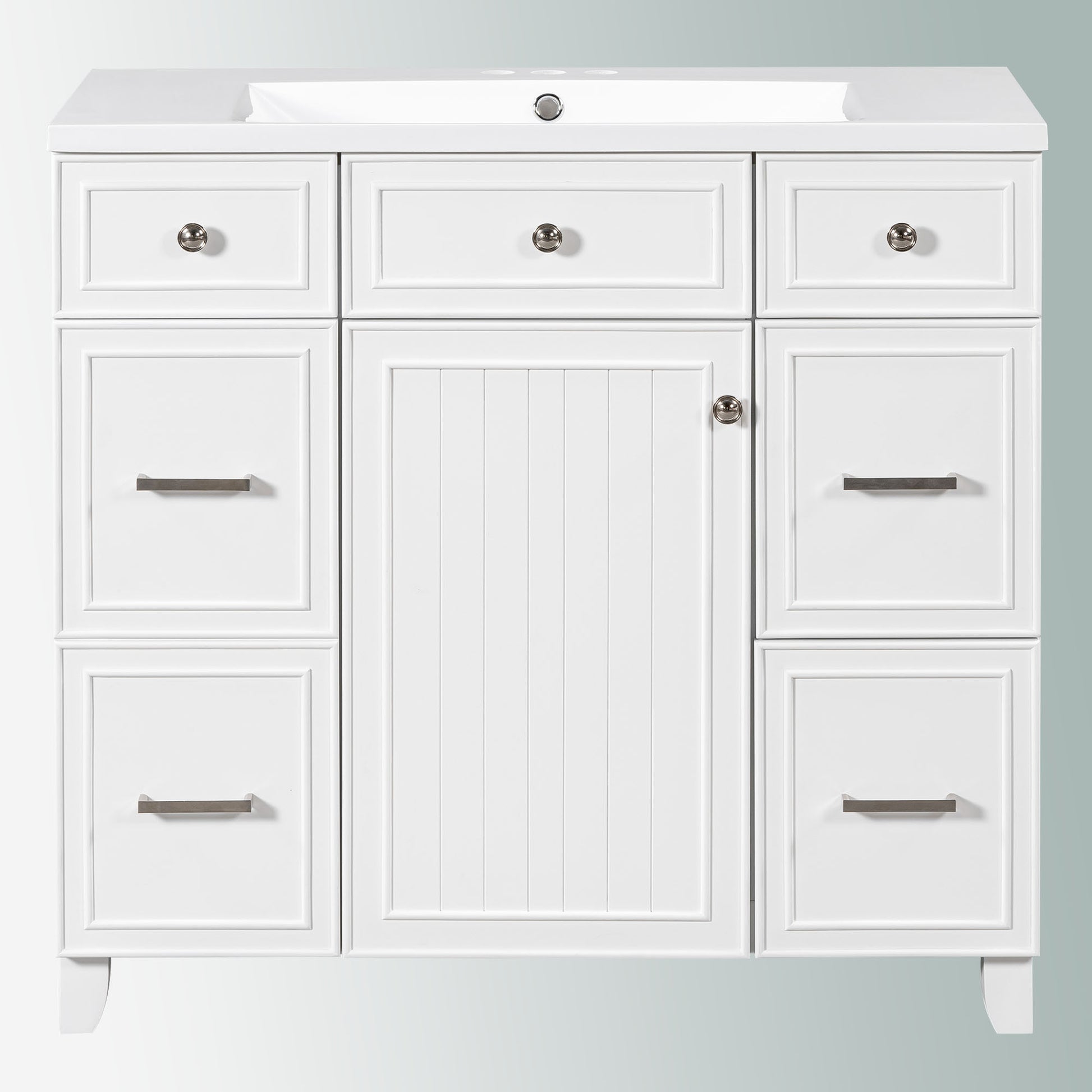 36" Bathroom Vanity Cabinet With Sink Top Combo Set,White,Single Sink,Shaker Cabinet With Soft Closing Door And Drawer White Solid Wood Mdf Resin