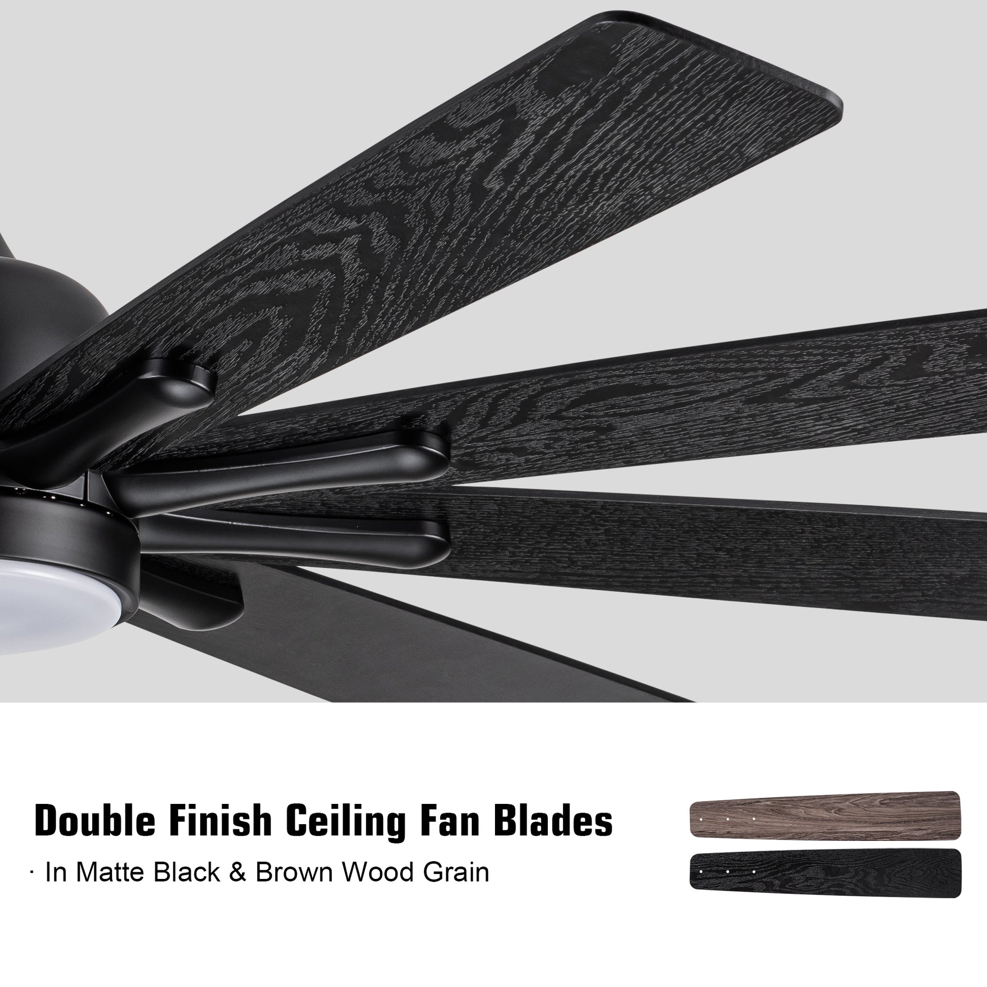 Mordern Farmhouse 62 In Black Ceiling Fan With Smart App And Remote Control Black Plywood