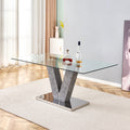 Large Modern Minimalist Rectangular Glass Dining Table For 4 8 People With 0.39